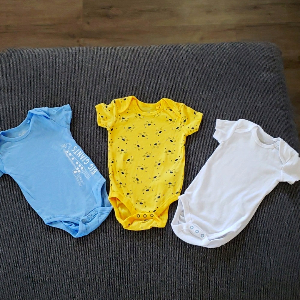 NWOT 3 pack of 2-6 months adorable onesies-$9 for all 3!